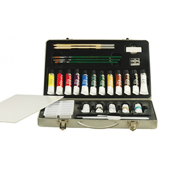 28-Piece Studio Acrylic Colors Set, Integrated Metallic Bag, Pebeo French